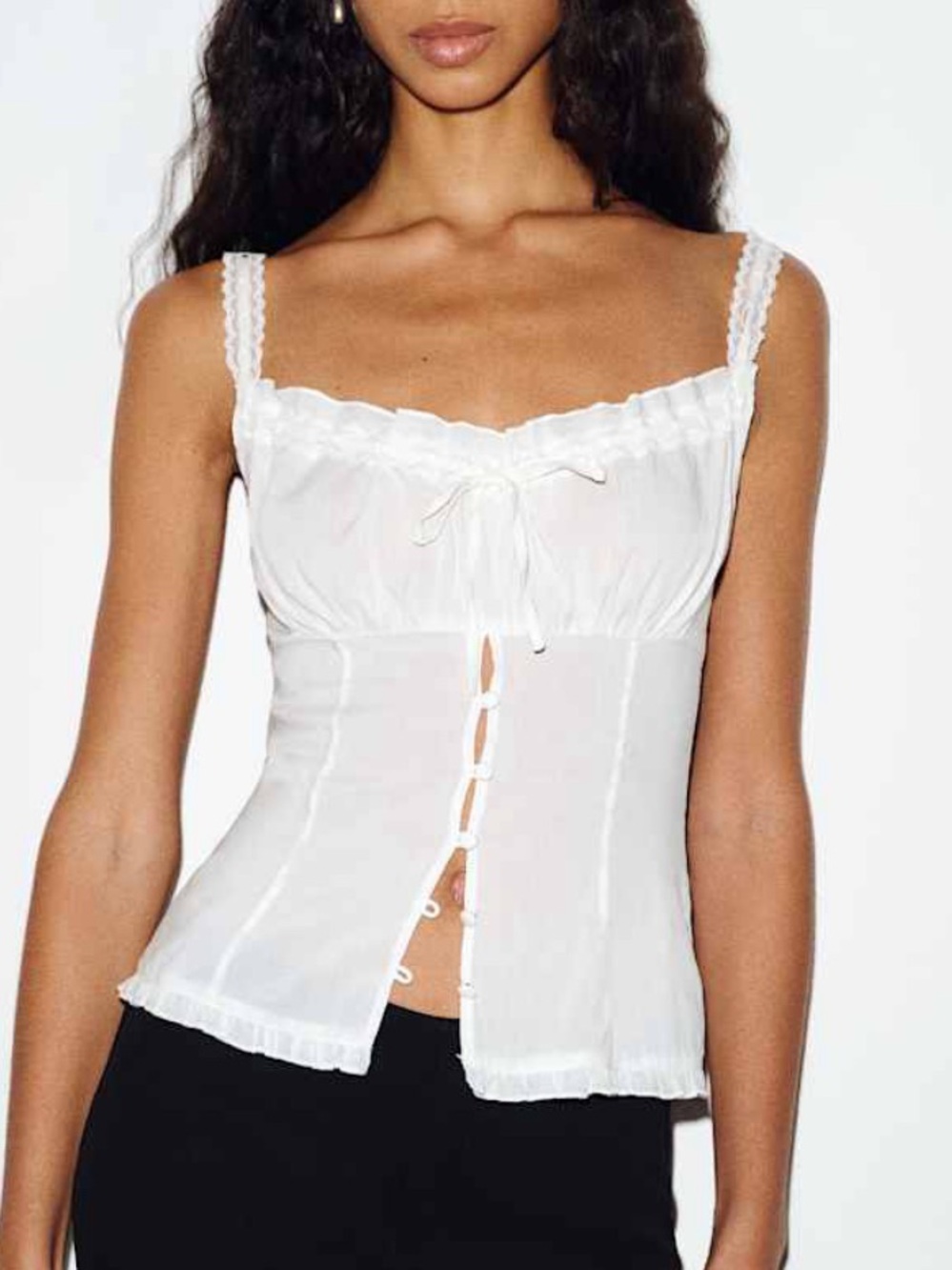 Reformation Eveline Top Split Front Organic Cotton Camisole Tank White 6 NEW NWT